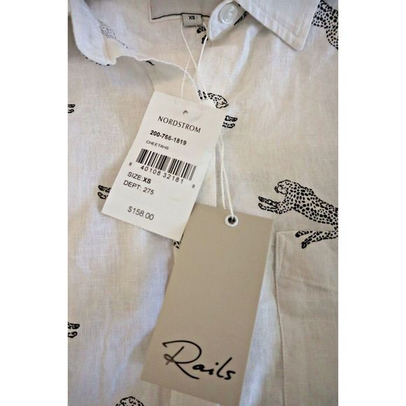 Rails 200-766 Women's Sz XS White Charli Cheetah Print L/S Button-Up Shirt - Picture 6 of 9